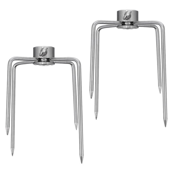 FRCOLOR 2Pcs Grill Rotisserie Meat Forks Silver Iron Durable Barbecue Accessories for Outdoor Home Use