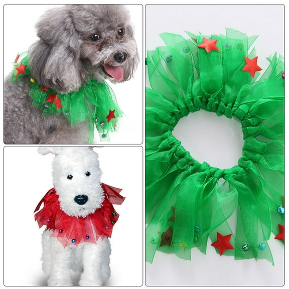 FRCOLOR Pet Christmas Collar Festive Atmosphere Green 2Pcs