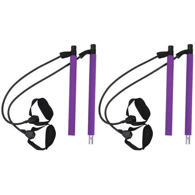 FRCOLOR 2pcs Adjustable Pilates Stick Exercise Equipment for Full Body Workout (Purple)
