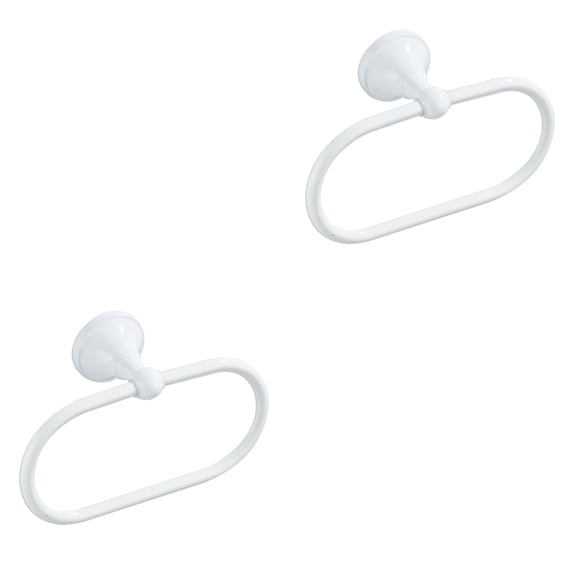 FRCOLOR 2pcs Bath Oval Hand Towel Ring: White Hand Towel Hanger Adhesive Towel Holder Wall Mounted Copper Towel Rack for Bathroom Kitchen Hotel