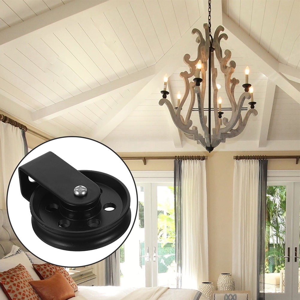 Light Rig Pulleys FRCOLOR 2pcs Black Pulley Wheel for Plug in Light Fixture Wall Ceiling ...
