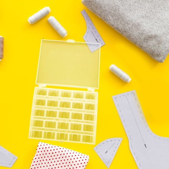 FRCOLOR 2pcs Bobbin Storage Container Plastic Box for Sewing Craft Storage Clear Transparent Portable and