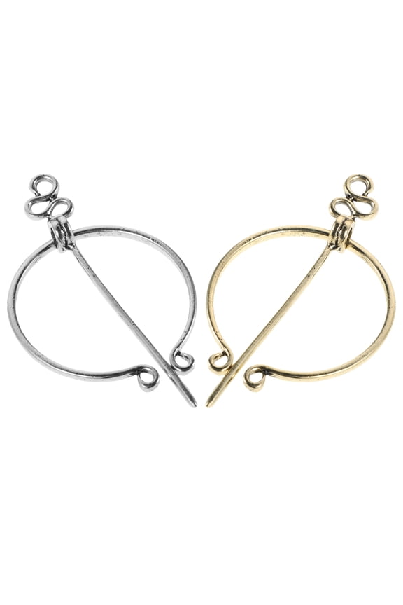 2pcs Brooch Pin Metal Badge Belt Buckle Viking Collar Pin Lapel Pin Clothing Decorative Brooch Shawl Buckle Clasp Pin Penannular Brooch