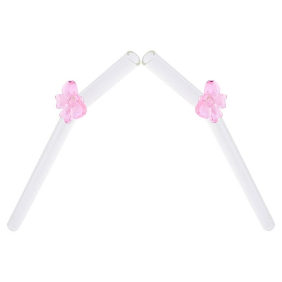 FRCOLOR 2pcs Butterfly Glass Straws Easy To Wash Glass Drinking Straws Reusable Milk Straws Juice Drink Straws Decoration For Festival And Parties