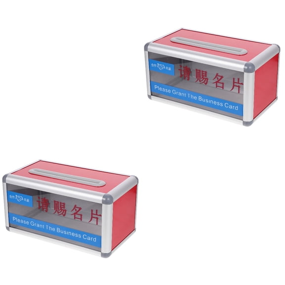 FRCOLOR 2pcs Card Collection Box Business Card Holder Multi-function Card Box Lock Cards Case