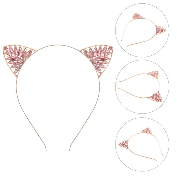 FRCOLOR 2pcs Cat Ear Headband With Crystal For New Year Costume And Festive Outfits Lightweight And Portable Hair Hoop For Women