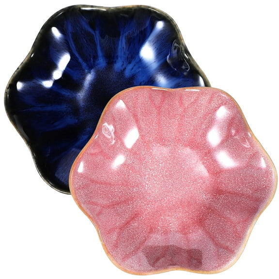 FRCOLOR 2pcs Ceramic Jewelry Dish Trinket Tray Small Soy Sauce Dish Dipping Bowl Snack Bowl