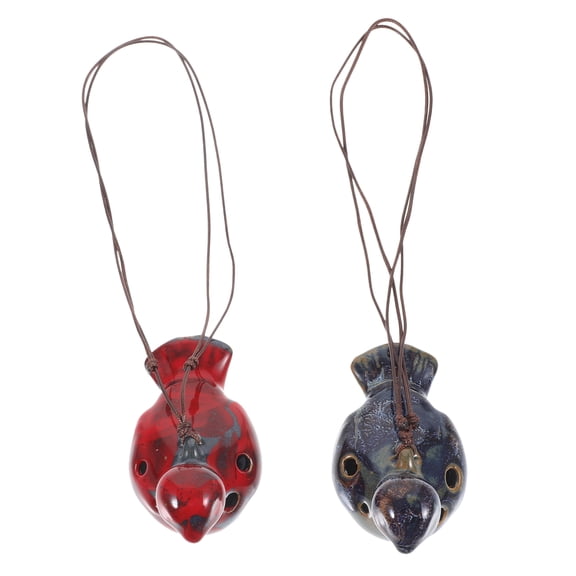 FRCOLOR 2pcs Ceramic Ocarina Musical Instrument 6-hole Decorative Ocarina Children Ocarina