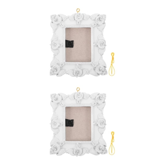 FRCOLOR Raindrops 2pcs Christmas Tree Photo Frame Ornament Embossed 3D Xmas Tree Hanging Picture Frames for Holiday Party White