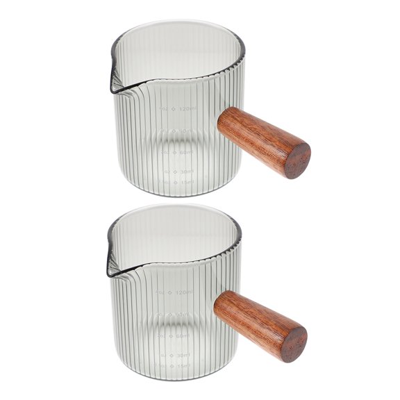 FRCOLOR Glass Pitcher Set with Wooden Handle, Multi-Purpose for Home Use, Includes 2 Small Pitchers