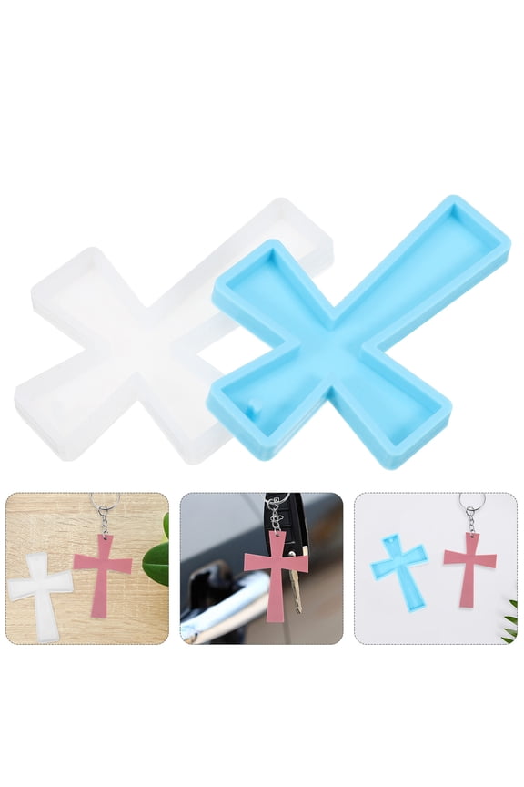 2-Pack Cross Pendant Silicone Mold for DIY Crafts, Resin Casting, Keychain Making, Assorted Colors, Versatile Craft Supplies