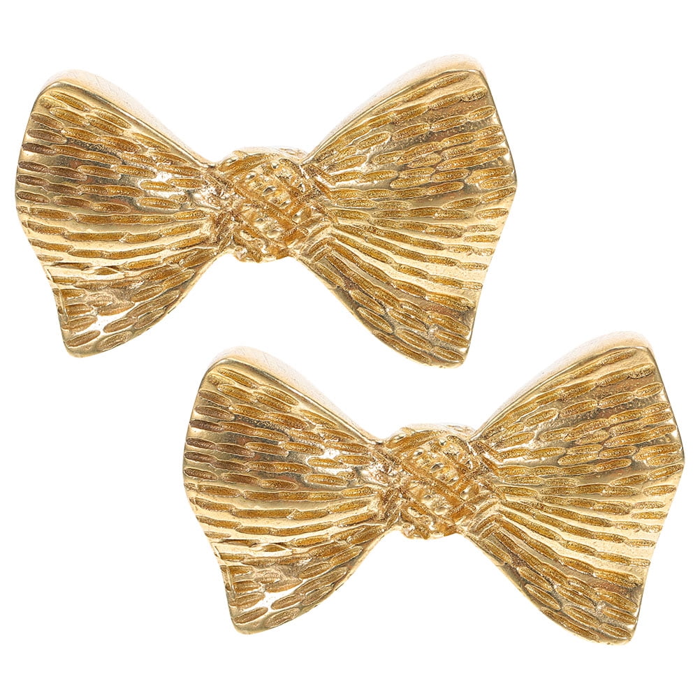 2-Pack Decorative Brass Gold Bow Knobs – Vintage Cabinet & Dresser Drawer Pulls, Elegant Furniture Hardware, Easy Install