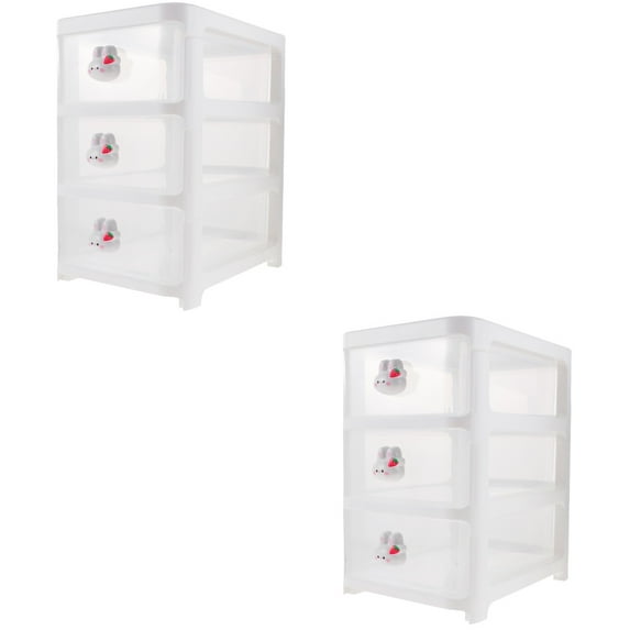 FRCOLOR 2pcs Desktop Organizer 3-layer Drawer Type Organizer Sundries Organizer Storage Box