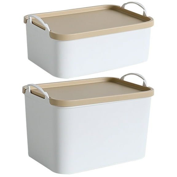 WRISTBIQUE Desk Storage Box With Lid Stackable 2Pack White