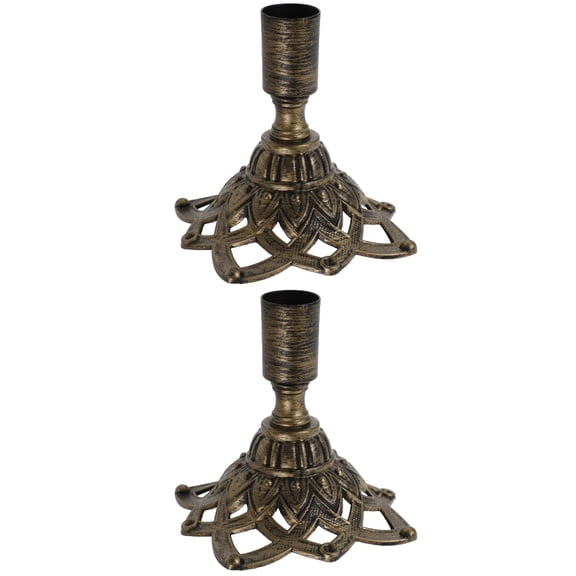 FRCOLOR 2pcs Dining Table Centerpiece Candle Stand Vintage Pillar Candle Holder Adornment