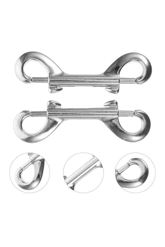 2pcs Double Ended Bolt Snap Hooks Double Sided Trigger Snaps Marine Scuba Diving Clips For Dog Leash Key Chain Horse Tack Feed Bucket