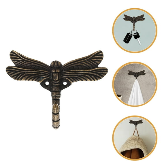 FRCOLOR 2pcs Dragonfly Wall Hooks For Hanging Towels And Keys Decorative Zinc Alloy Hooks For Bathroom Or Kitchen Funny Door Hooks