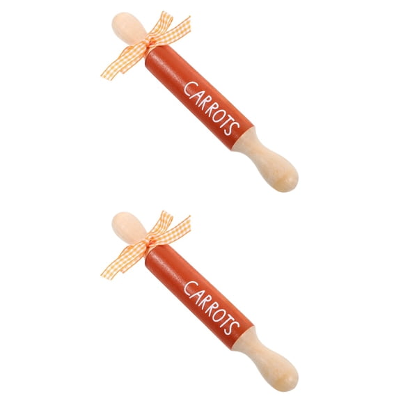 FRCOLOR 2pcs Easter Tiered Tray Decor Tabletop Wooden Easter Mini Rolling Pin Decoration
