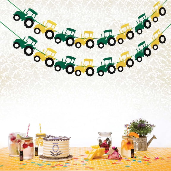 FRCOLOR 2pcs Engineering Vehicles Banner DIY Creative Decorative Banner for Kid