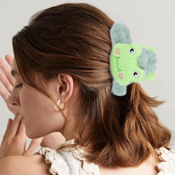 FRCOLOR 2pcs Fluffy Plush Claw Clips Cute Large Hair Claws for Thick Hair Accessories