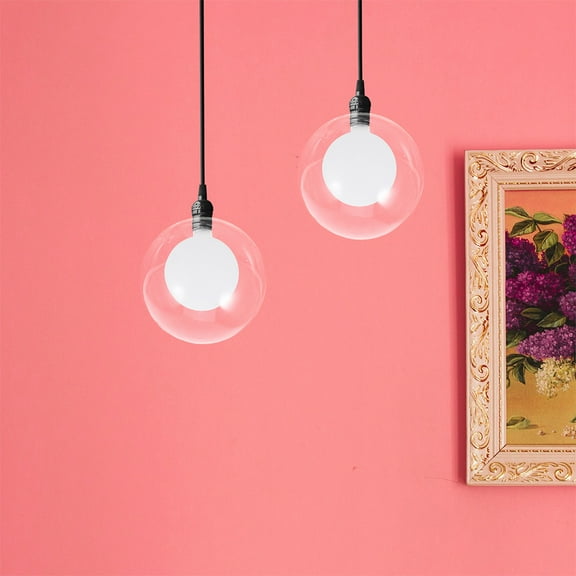 FRCOLOR 2pcs G4 Globe Glass Lamp Shade Transparent Narrow Neck Dome Lampshade Ceiling Light Bulb Guard Cover Replacement for Wall Pendant Floor Sconce