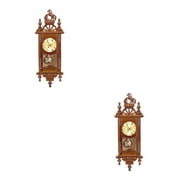 FRCOLOR 2pcs House Clock Grandfather Clock 1/ 12 House Furniture for Dining Room Children Kids for House Accessory Brown 6cm* 2. 3cm* 1. 4cm
