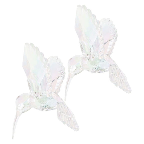 FRCOLOR 2pcs Hummingbird Ornament Decor Figurines Acrylic Hanging Hummingbirds Suncatcher Bird Figurine Ceiling Bird Decoration for Home Party