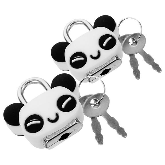FRCOLOR 2pcs Key Padlock Cute Panda Padlock With Keys Cartoon Mini Padlock Silicone Padlock For Cabinet Treasure Chest Suitcases Jewelry Box