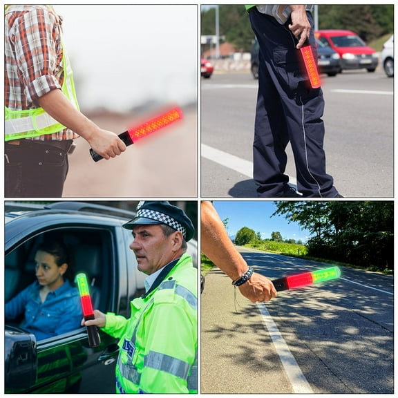 FRCOLOR 2pcs LED Traffic Wands Night Safety Signal Wands Traffic Control Stick Air Marshaling Signal Wand for Airport Parking Car Directing