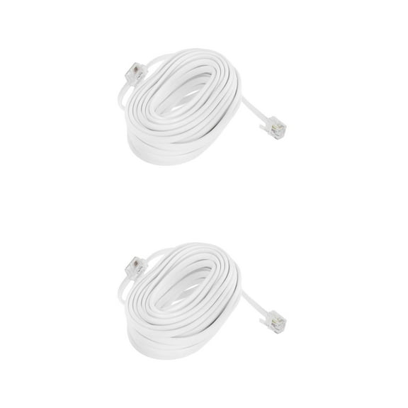 WASHWEPE Masteelf 2pcs Telephone Line Extension Cord with RJ11 RJ14 6P4C Plug for Landline Phones for Office and Home Flexible Cable 25FT