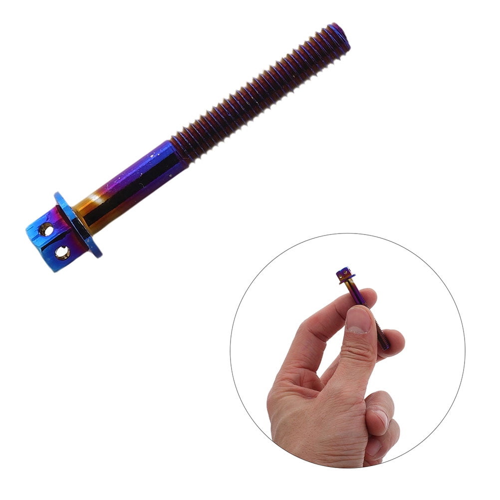 FRCOLOR 2pcs License Plate Screws For Motorcycles M 6 Titanium Burnt Screws Stylish Design Eye-Catching Ghost Fire Effect For Electric Motorcycle Modification