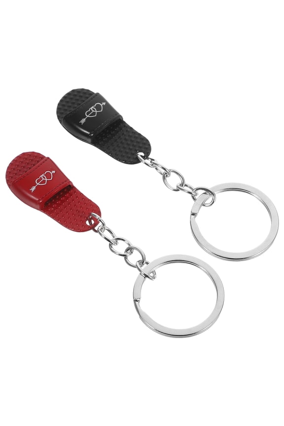 2pcs Mini Slipper Keychain 3D Shoe Key Ring Metal Keyring for Keys Backpack Purse Car Accessories Funny Pendant Decor Novelty Keychains