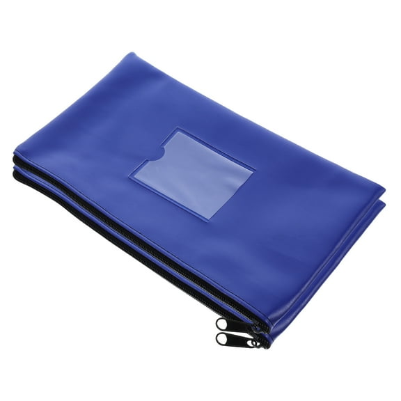 FRCOLOR 2pcs Money Bank Deposit Bag with Zipper Fake Leather Money Cash Coin Check Wallet Pouch with Framed ID Window for Men Women