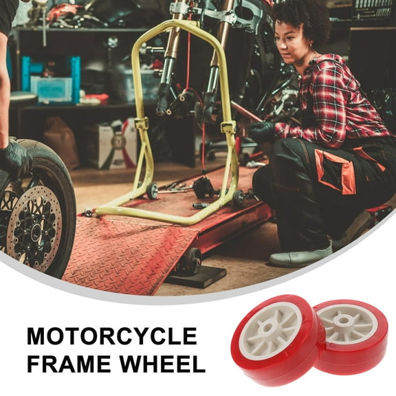 FRCOLOR 2pcs Motorcycle Stand Front And Rear Wheel Lift Stands Caster Wheels Replacement Motorcycle Lift Table Parts For Motorcycle Red