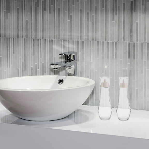 FRCOLOR 2pcs Mouthwash Dispenser For Bathroom 8.8oz Small Glass Bottle With Lid Cup Clear Multi-Use Mouthwash Dispenser For Countertop Bathroom Kitchen