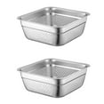 thumbnail image 1 of FRCOLOR 2pcs Multifunctional Square Basin Stainless Steel Colander Rice Washing Bowl Washing Colander Basin, 1 of 8
