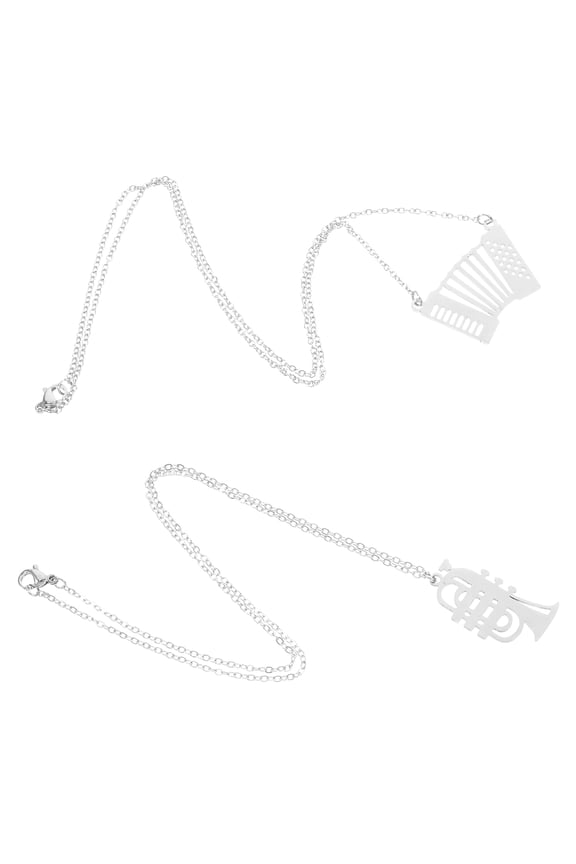 2pcs Music Lovers Necklace Accordion Necklace French Horn Jewelry Pendant Punk Style Musical Themed Jewelry for Music Enthusiasts
