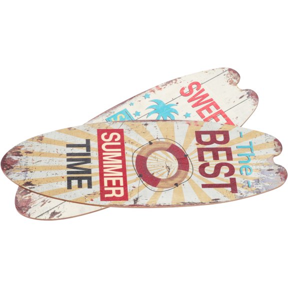 FRCOLOR 2Pcs Wooden Surfboard Plaque Assorted Color for Indoor and Outdoor Decor Vintage Style Wall Hanging Ornament