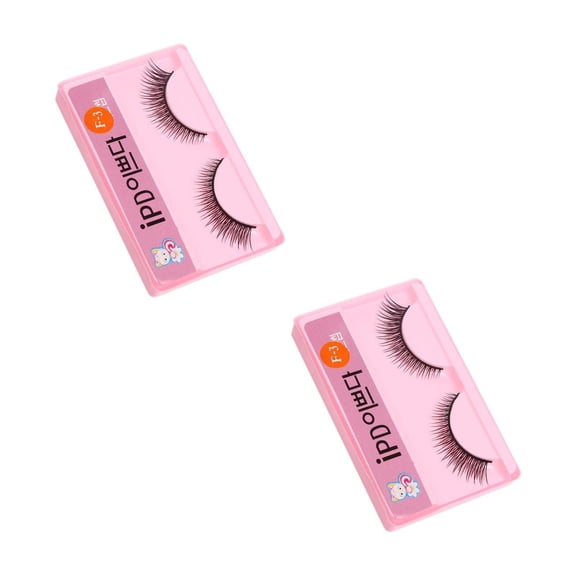 FRCOLOR 2pcs Pair of Handmade Long Nature Voluminous False Eyelashes Makeup Eye Lashes (Black)