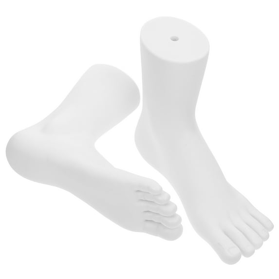 FRCOLOR 2pcs Plastic Mannequin Foot Display Stand Five-Toe Foot Model For Socks Shoes Jewelry For Retail Stores Photography Props White
