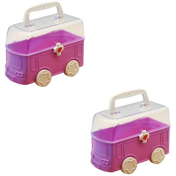 FRCOLOR 2pcs Plastic Storage Box Multi-functional Storage Bin Car Shaped Toy Storage Organizer Building Blocks Box