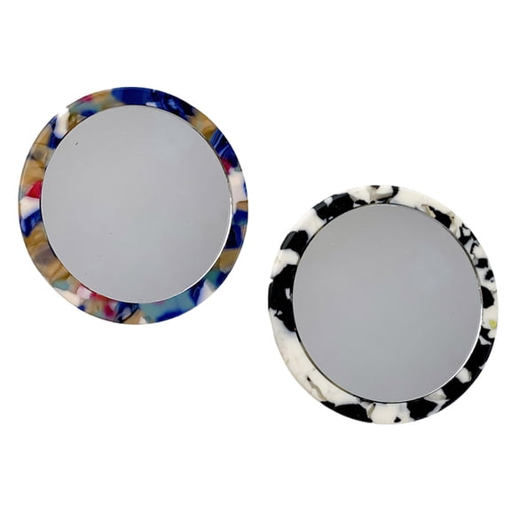 FRCOLOR 2pcs Portable Makeup Mirrors Small Rounded Cosmetics Mirrors Convenient Mirrors