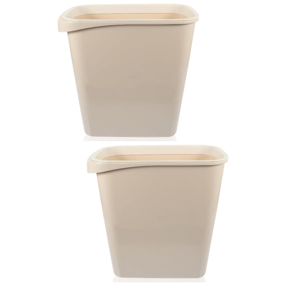 TAILTOSS Lidless Beige Slim Trash Can Pressing Ring for Storage Home and Office Waste Basket 2Pcs