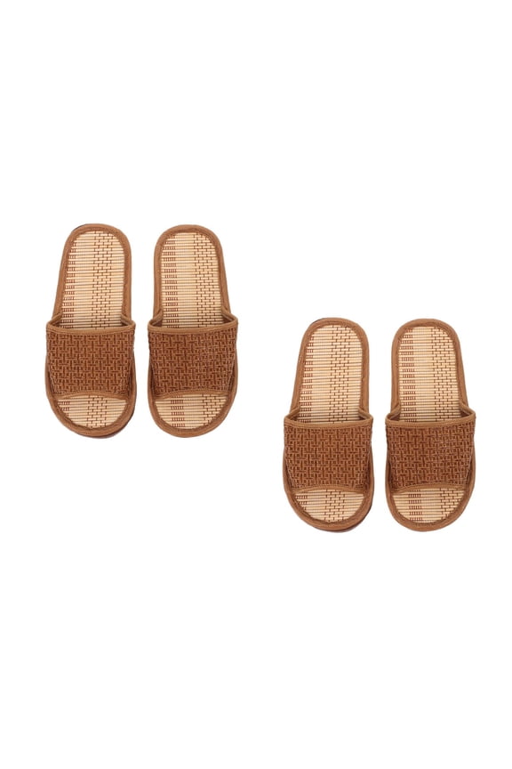 2pcs Rattan Woven House Slippers Lightweight Linen Slippers Indoor House Slipper Summer Beach Shoes