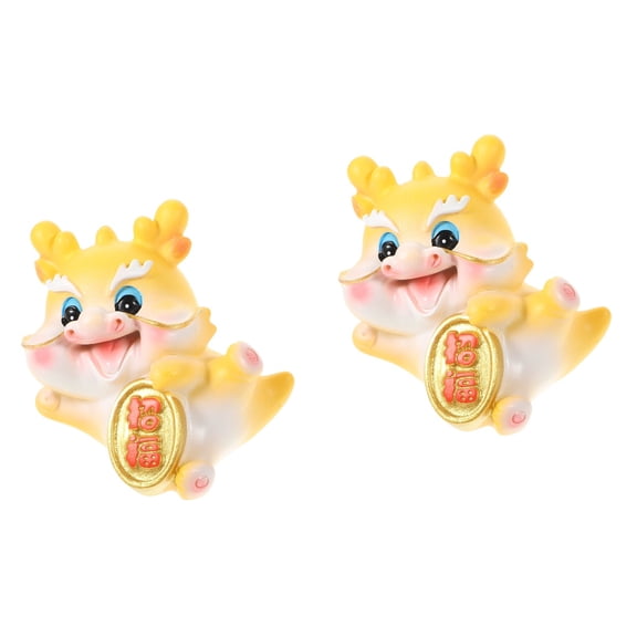 FRCOLOR 2pcs Resin Miniature Chinese Dragon Figurine Luck Dragon Shaped Cake Decoration