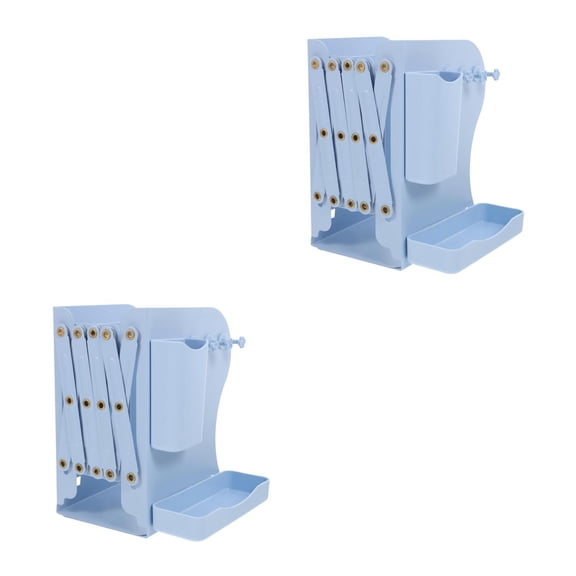 FRCOLOR 2pcs Retractable Bookend Bookend Book Holder Magazine File Organizer for Office Home Decorative Bookend with Pencil Holder and Hooks