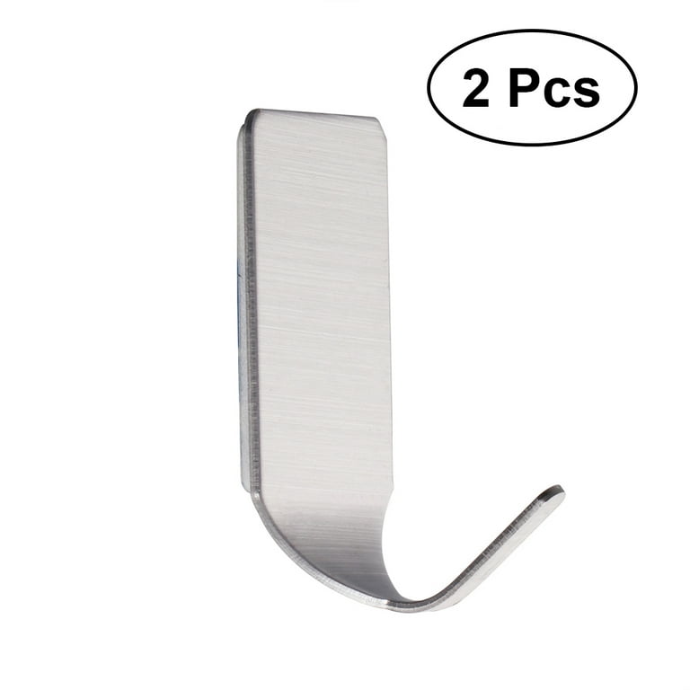 FRCOLOR 2pcs Self Adhesive Wall Hooks Heavy Duty 304 Stainless Steel Wall  Hanger for Coats Hats Bags Keys 