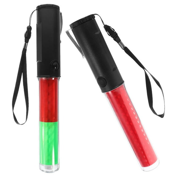 FRCOLOR 2pcs Signal Traffic Wand Traffic Control Wand Red Green LED Safety Traffic Stick Light for Parking Guides Outdoor Camping