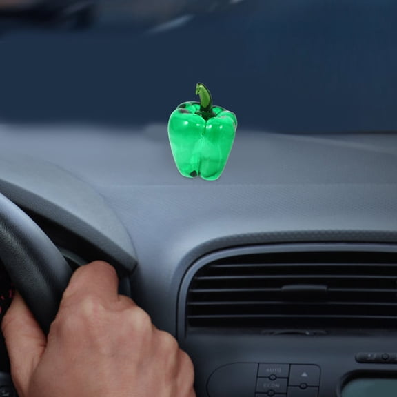 FRCOLOR 2pcs Small Glass Bell Pepper Statue Artificial Chili Figurine for Home Office Glass Chili Desk Decoration Decorative Vegetable Ornament