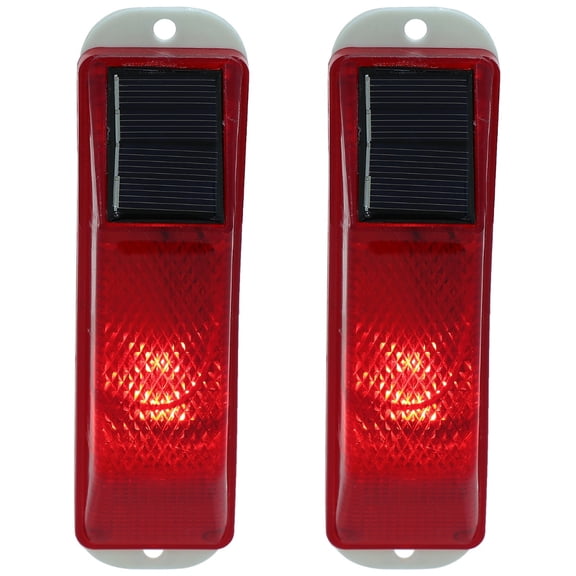 CIMAXIC Red Solar Strobe Warning Light Easy Install Outdoor Night 2Pcs